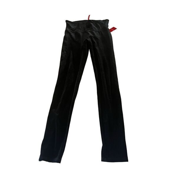 SPANX Women's Black Pull-On Elastic Solid Velvet Leggings Size Large (NWT)